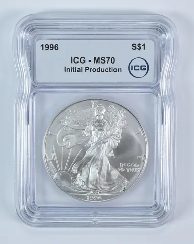 1996 American Silver Eagle Initial Production MS70 ICG