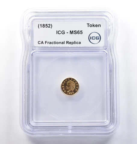 (1852) CA Fractional Gold Style Token Indian Head 1/2 Dollar MS65 ICG *3816