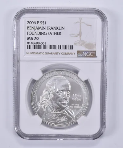 2006-P Ben Franklin Founding Father Commemorative $1 MS70 NGC Brown Label