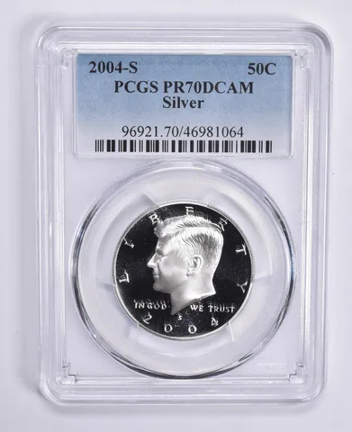 2004-S Kennedy Half Dollar Silver PR70 DCAM PCGS Blue Lbl