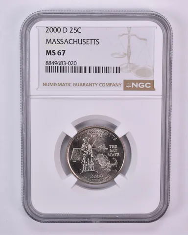 2000-D Washington State Quarter Massachusetts MS67 NGC Brown Label