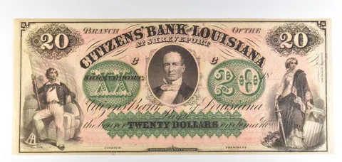 1800s $20 Shreveport LA Citizens Bank Obsolete Note *8837