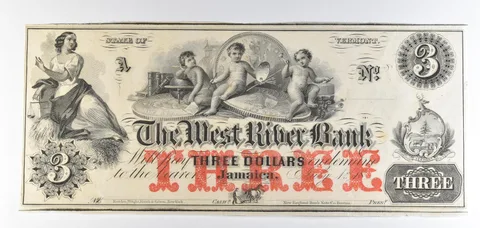 1800s $3 Jamaica VT West River Bank Obsolete Note *8663