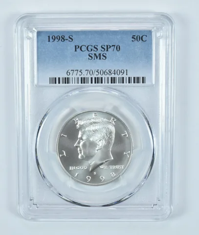 1998-S Kennedy Half Dollar SMS SP70 PCGS 90% Silver