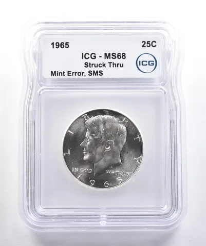 1965 Kennedy Half Dollar SMS Mint Error Struck Thru MS68 ICG *4277