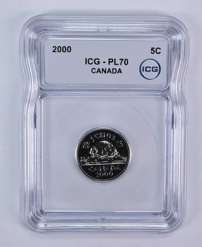 2000 Canada 5 Cents Beaver PL70 ICG