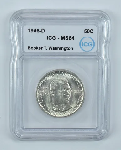 1946-D Booker T Washington Commemorative Half Dollar MS64 ICG