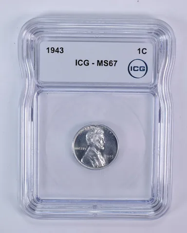 1943 Lincoln Wheat Cent Steel MS67 ICG