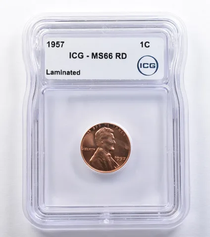 1957 Lincoln Wheat Cent Mint Error Laminated MS66 RD ICG *2182