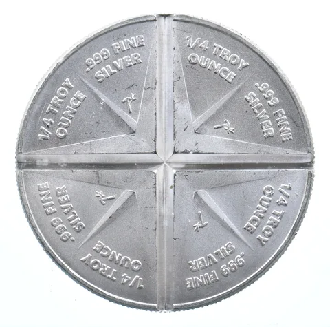 VINTAGE Art Bar/Round American Prospector 1 Oz. .999 Silver One Troy Ounce *838