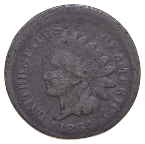 1864-L Indian Head Cent BROADSTRIKE ERROR *3355