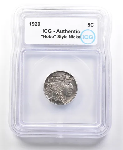 1929 Indian Head Buffalo Nickel Hobo Style Authentic ICG *4100