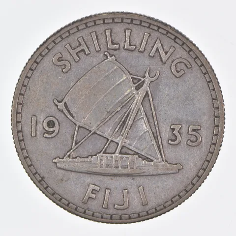 Better Date - 1935 Fiji 1 Shilling World Coin- Silver *361