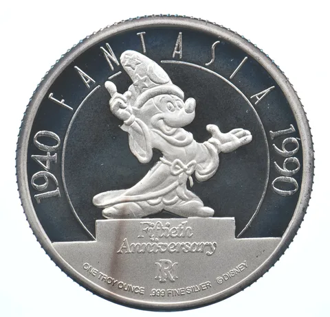 1 Troy Ounce Silver Art Round Disney's Fantasia Master Proof Set Design *9723