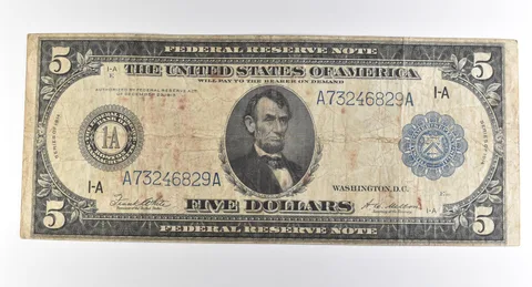 1914 $5 Boston MA FRN Large Note Blue Seal *3716