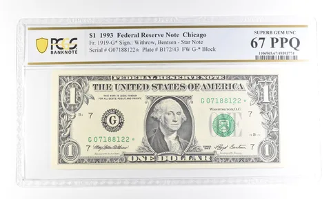 1993 $1 Chicago IL FRN Star Note Fr#1919-G* Superb Gem Unc 67 PPQ PCGS a2896