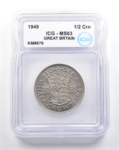 1949 Great Britain 1/2 Crown KM#879 MS63 ICG *5475