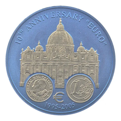 2005 Liberia 5 Dollars 10 Years Euro Vatican City Niobium a3377
