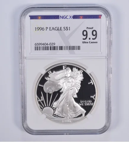 1996-P American Silver Eagle Proof 9.9 NGC X NGCX - Almost PERFECT