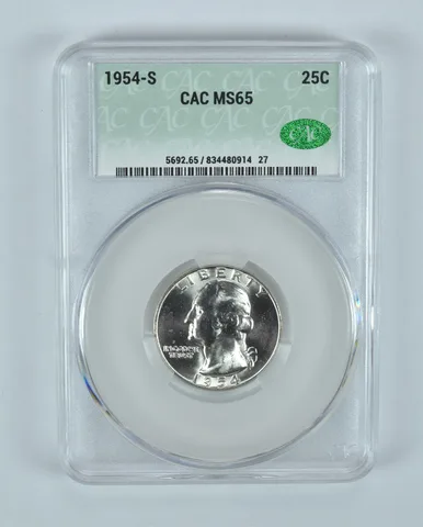 1954-S Washington Quarter MS65 CAC CACg