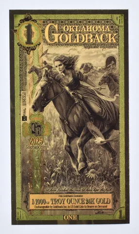 2025 1/1000th Troy Oz Gold 1 Oklahoma Goldback