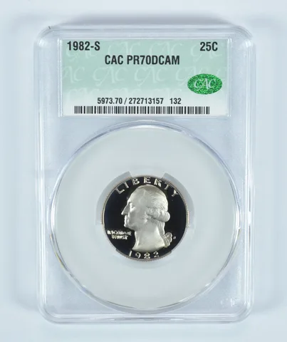 1982-S Washington Quarter PR70 DCAM CAC CACg