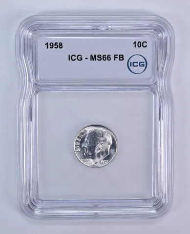 1958 Roosevelt Dime MS66 FB ICG
