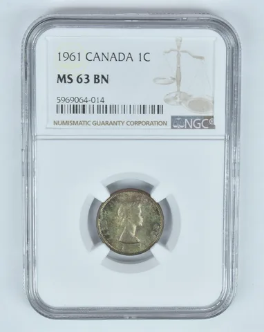 MS63 BN 1961 Canada 1 Cent - Graded NGC- INSANE Tone *8880