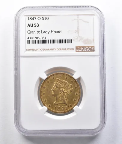 1847-O $10 Liberty Head Gold Eagle Granite Lady Hoard AU53 NGC *2932