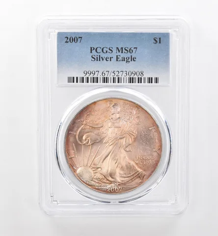 2007 American Silver Eagle MS67 PCGS Beautiful Tone *1962