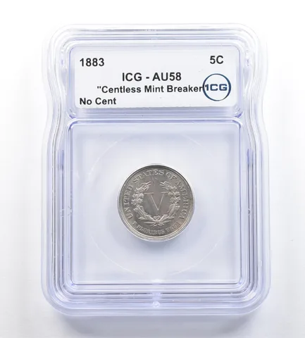 1883 Liberty V Nickel Centless Mint Breaker No Cent AU58 ICG *7269