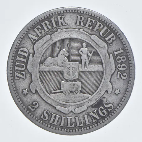 SILVER - WORLD Coin - 1892 South Africa 2 Shillings - World Silver Coin *789