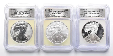 Set 20th Anniversary PR MS 70 2006 American Silver Eagles ICG a0280