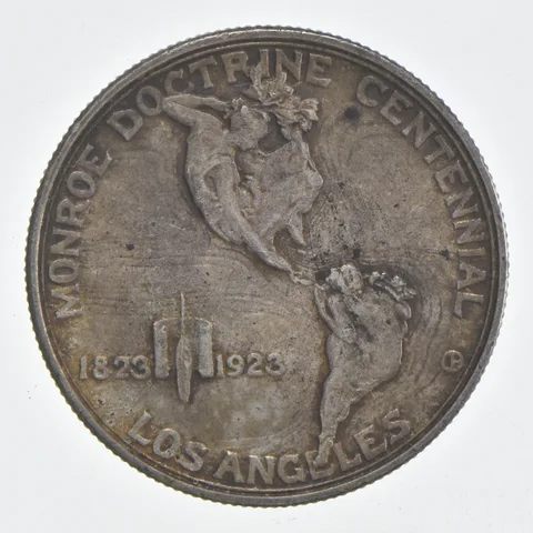 1923-S Monroe Doctrine Commemorative Silver Half Dollar Beautiful Tone *0488