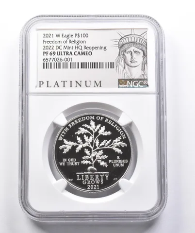 PF69 2021-W $100 American Platinum Eagle 2022 DC Mint HQ Reopening NGC *4319