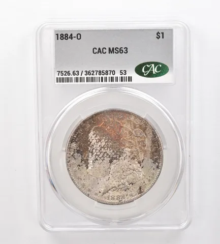 1884-O Morgan Silver Dollar MS63 CAC CACg Beautiful Tone *2528