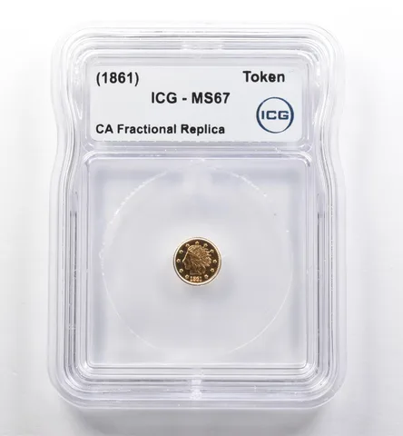 (1861) California Fractional Gold Token Indian Head 1/4 Dollar MS67 ICG *7431