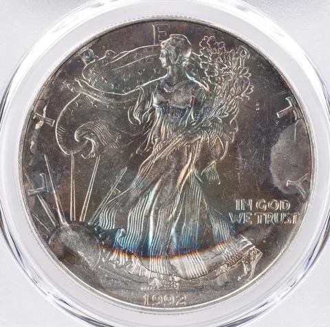 1992 American Silver Eagle MS61 PCGS Beautiful Tone *1522