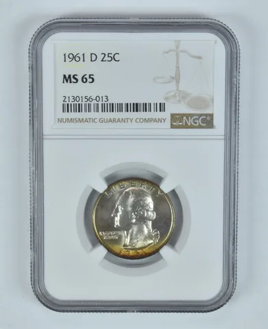 MS65 1961-D Washington Quarter NGC - Insane Color Toned a3810