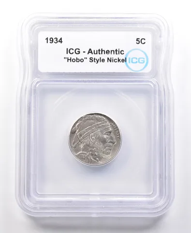 1934 Indian Head Buffalo Nickel Hobo Style Authentic ICG *4098