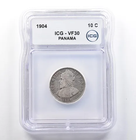 1904 Panama 10 Centesimos VF30 ICG a9876
