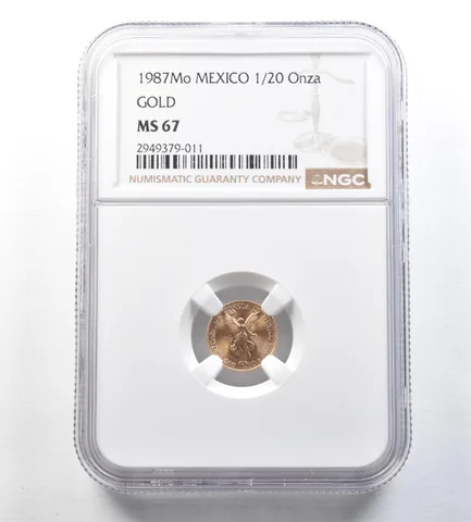 1987 Mo Mexico 1/20 Onza Gold Libertad MS67 NGC *0413