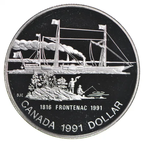 1991 Canada 50% Silver Canadian Silver Dollar - S.S. Frontenac