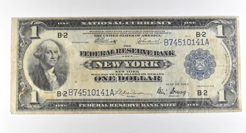 1918 $1 New York NY National Currency Large Note Blue Seal *3045