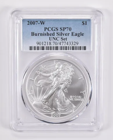2007-W Burnished Silver Eagle Annual Set SP70 PCGS Blue Label