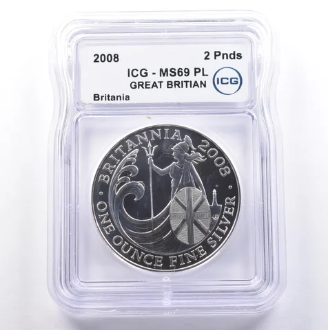 2008 Great Britain 2 Pounds Silver Britannia MS69 PL ICG *9032