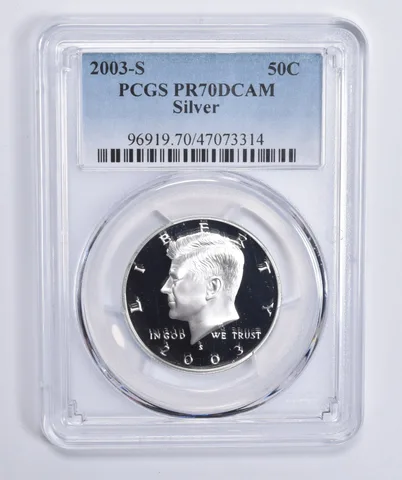 2003-S Kennedy Half Dollar Silver PR70 DCAM PCGS Blue Lbl