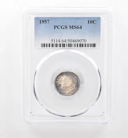 1957 Roosevelt Dime MS64 PCGS Beautiful Tone *1869