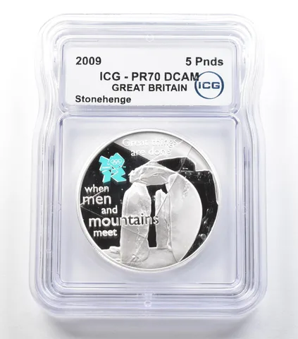 2009 Great Britain 5 Pounds Silver Stonehenge PR70 DCAM ICG *3675