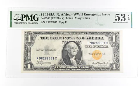 PMG 53 AU EPQ 1935 A $1 North Africa WWII Emergency Issue Fr#2306 *1117